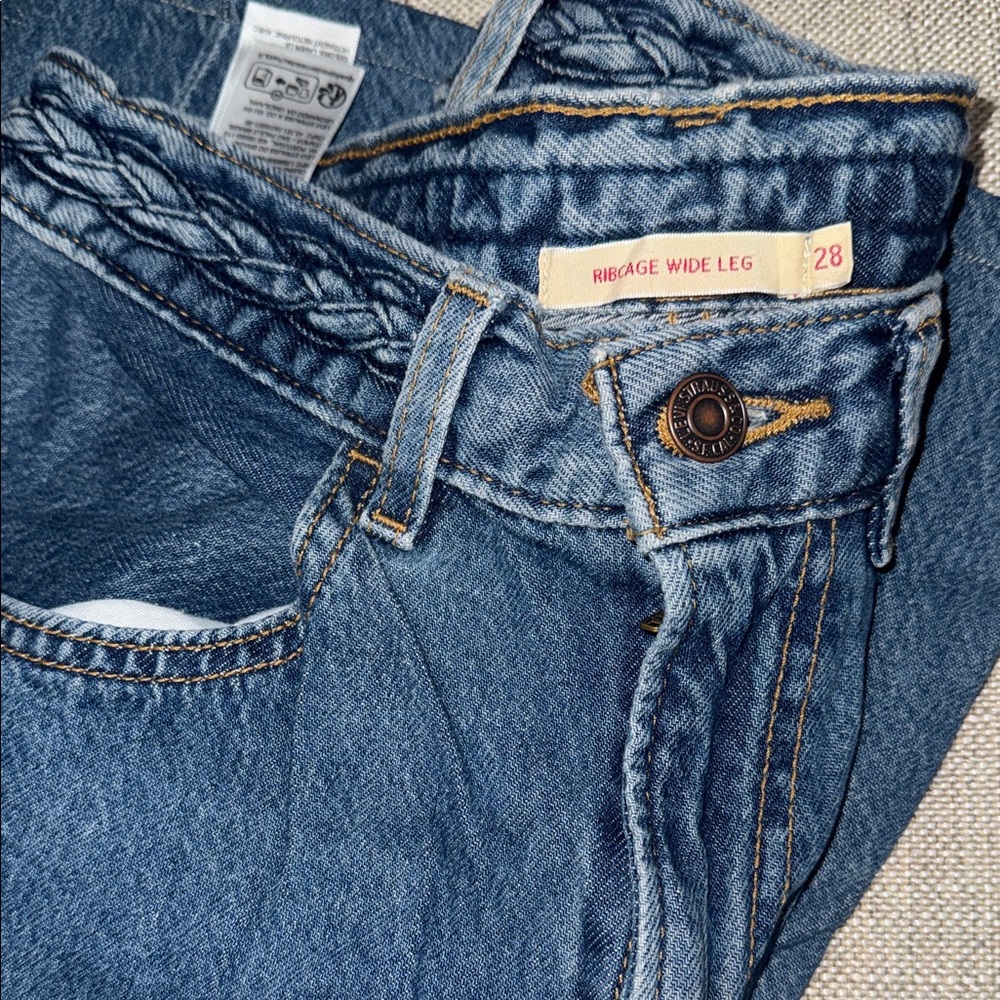 Levi's Blue Ribcage Wide Leg Jeans